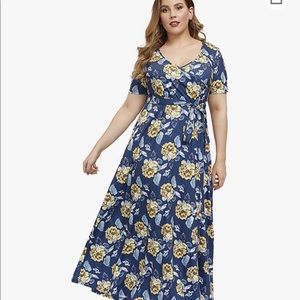 NWT Plus Size Wrap, Floral, V-Neck Casual Dress